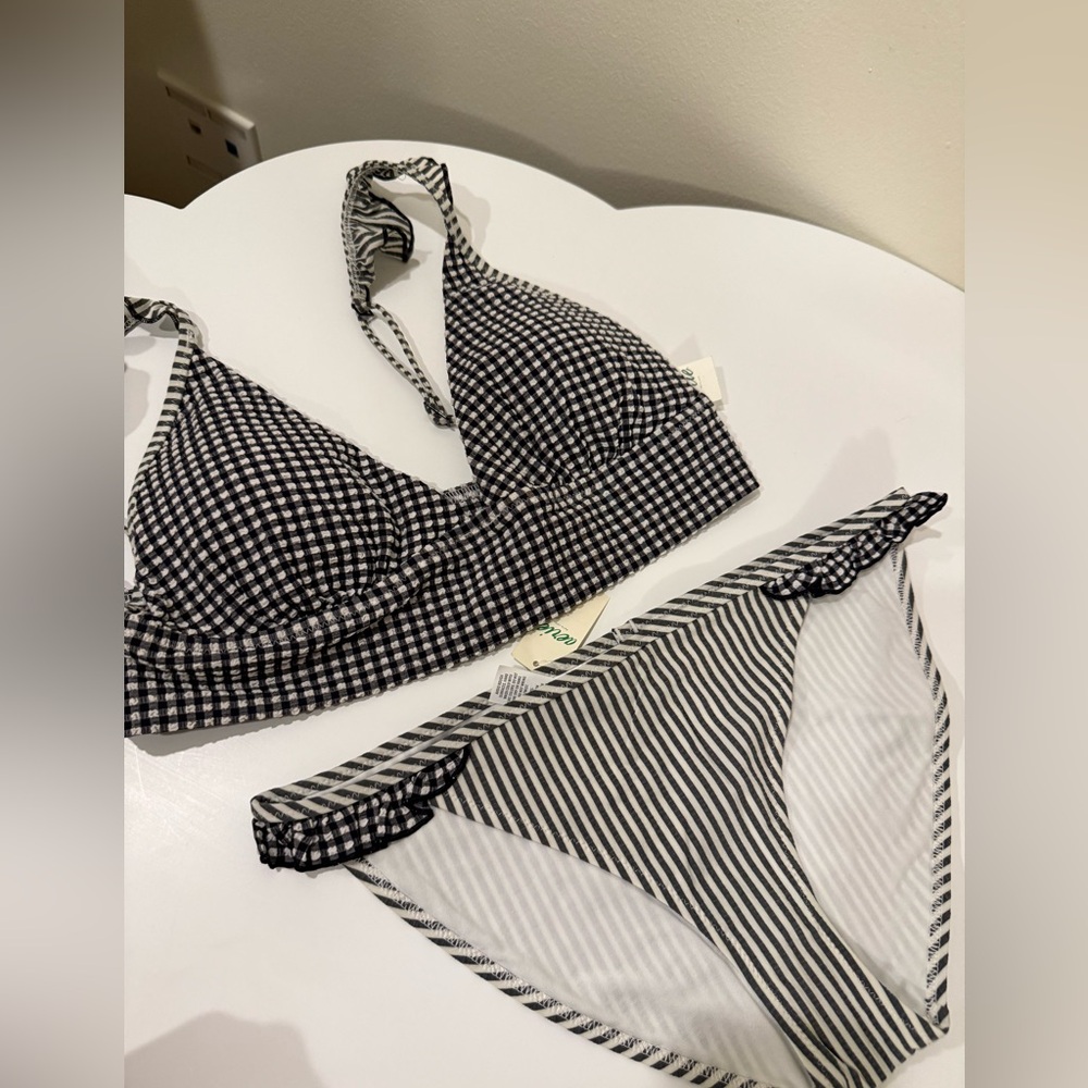 Aerie Black and White Checkered Bikini Set